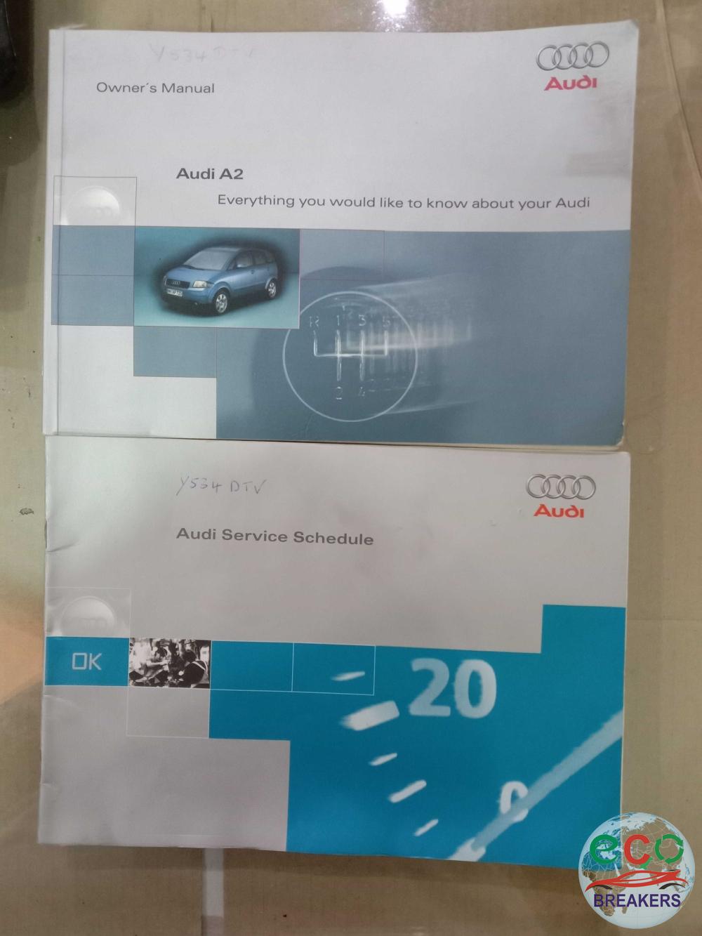 Audi A2 MK1 SE 8ZZ 74bph Y Reg Owners Manual Wallet Handbook 1.4 i 1390 cc Petrol AUA 5 Speed Manual 5 Door Hatchback