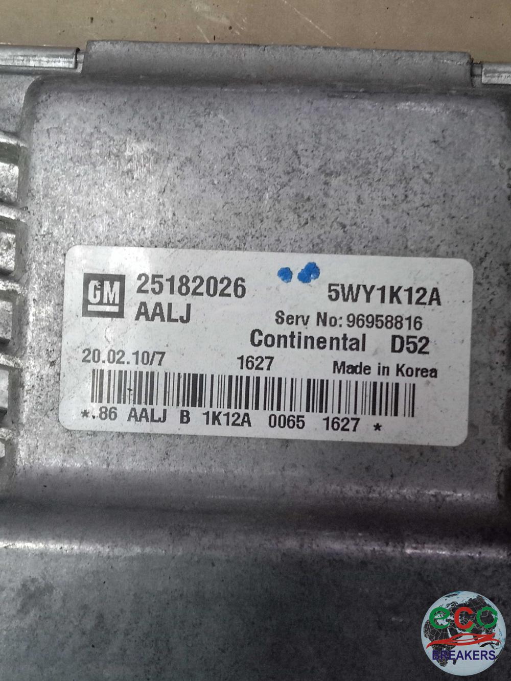 Chevrolet Spark MK1 M300 MF48D LT 80bph 11 Reg Engine Control Unit Ecu